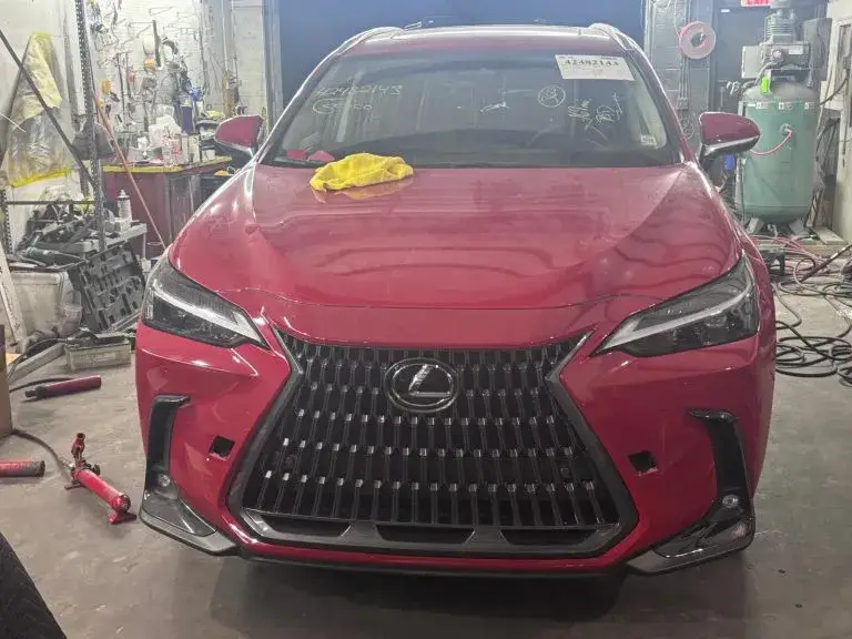 Red Lexus after front-end collision repair