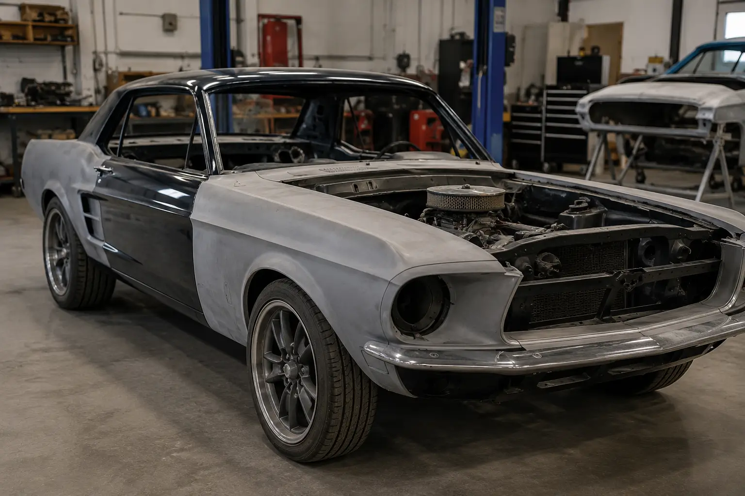 Classic car undergoing auto restoration in West Palm Beach