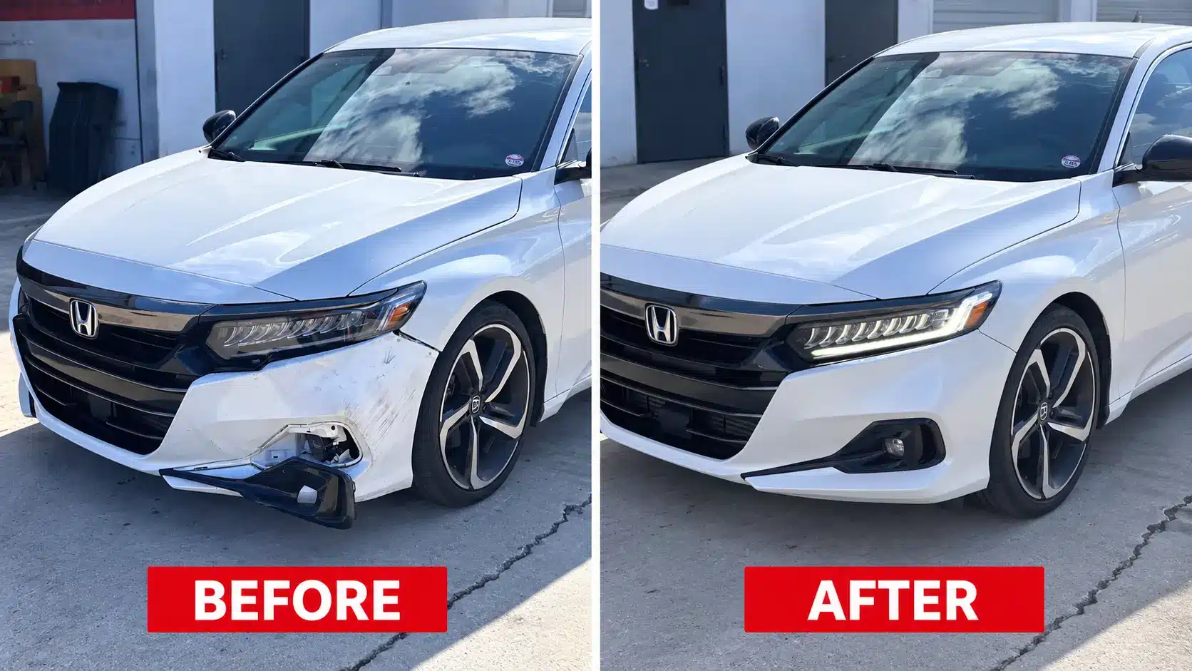 White Honda Auto Body Repair